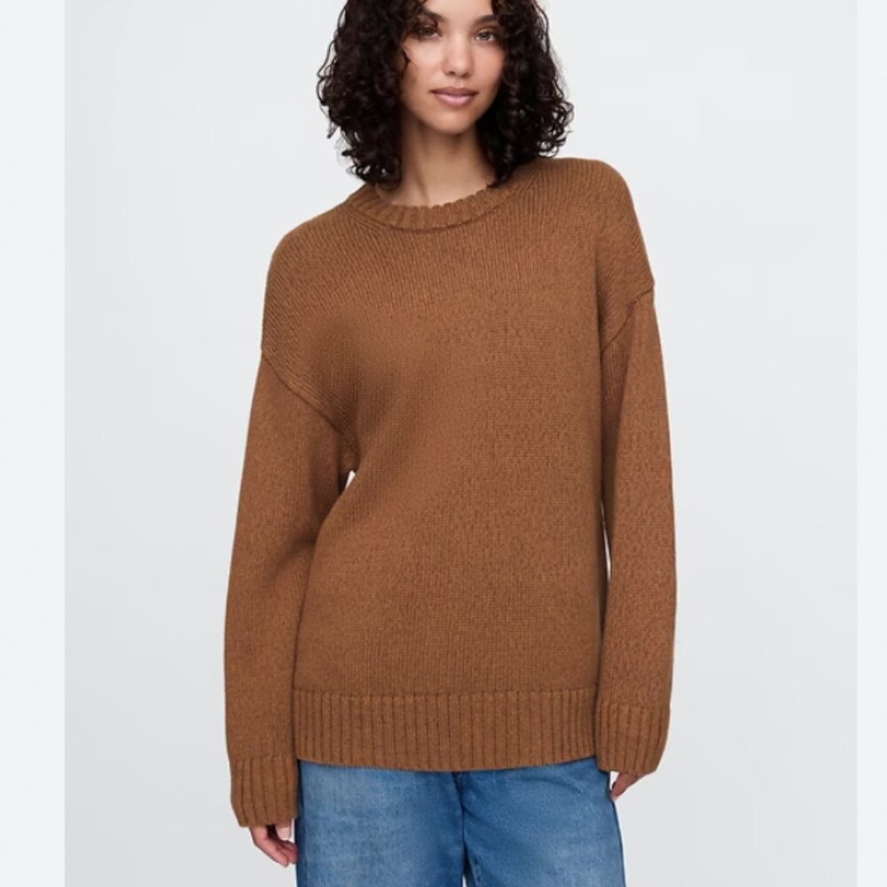 Gap 100% cotton oversized boyfriend sweater in Cocoa Powder Brown Size Medium